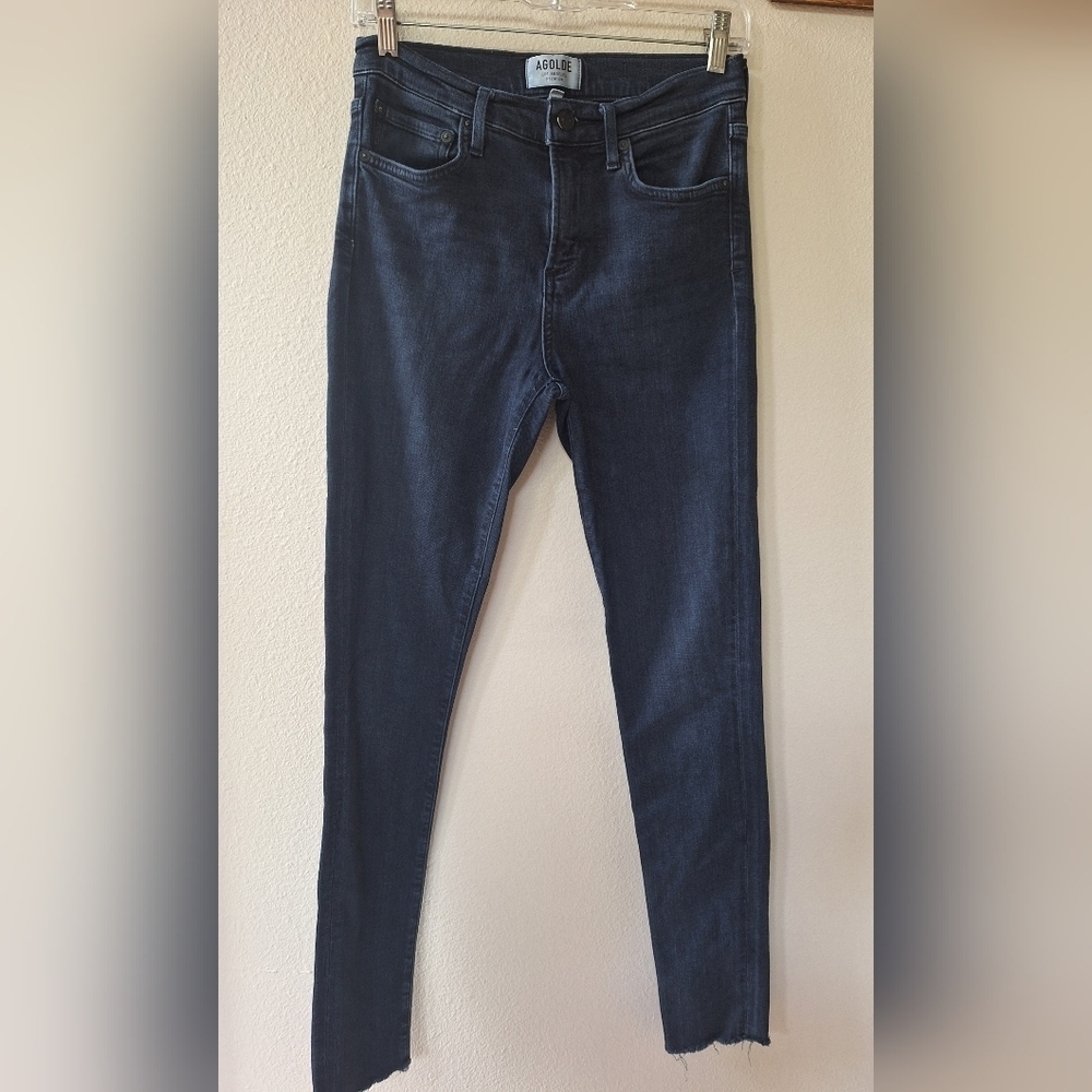 AGOLDE Sophie Jeans Dark Wash Raw Hem Skinny Stretch Womens size 26